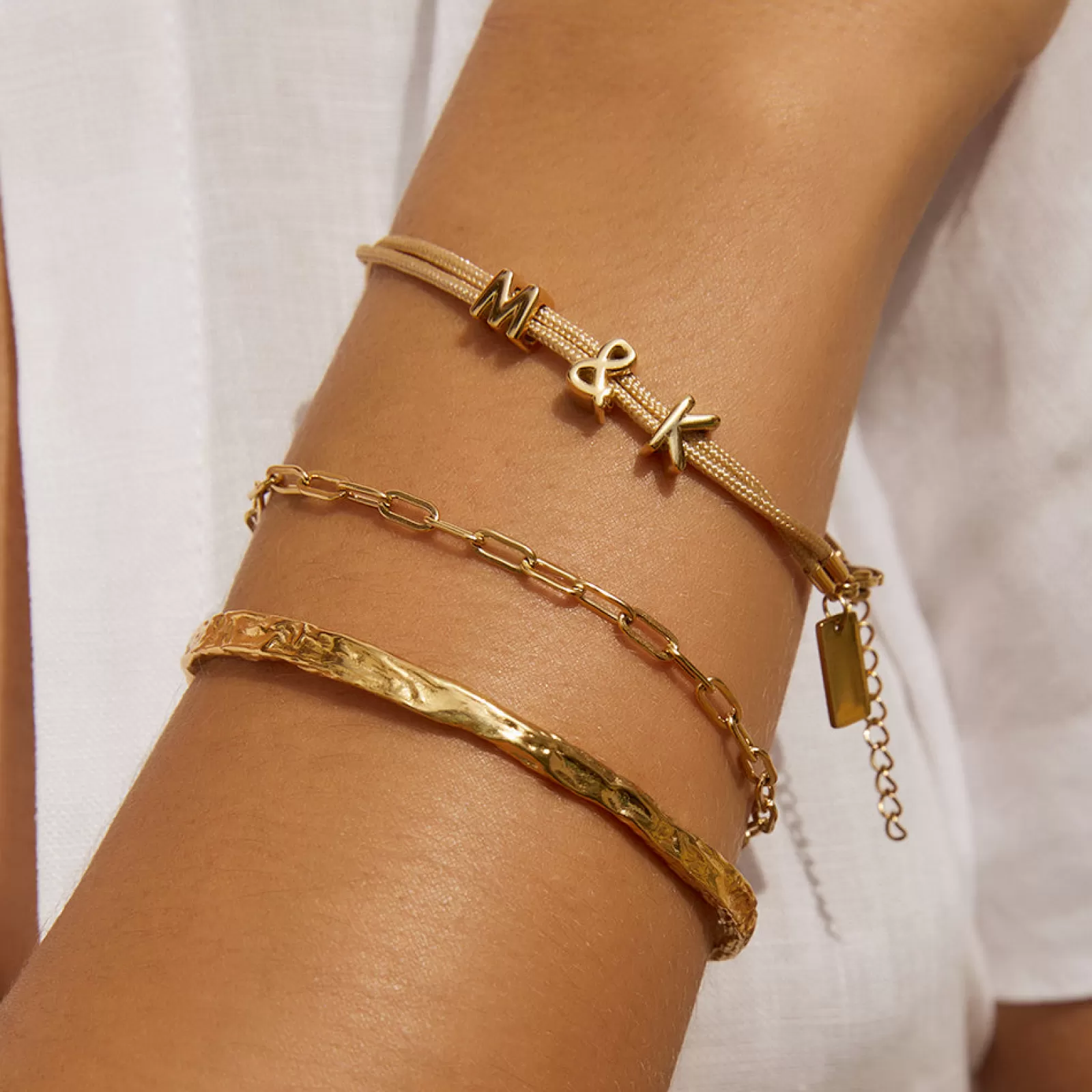 Arms Of Eve Friendship | Alphabet String Bracelet - Sand