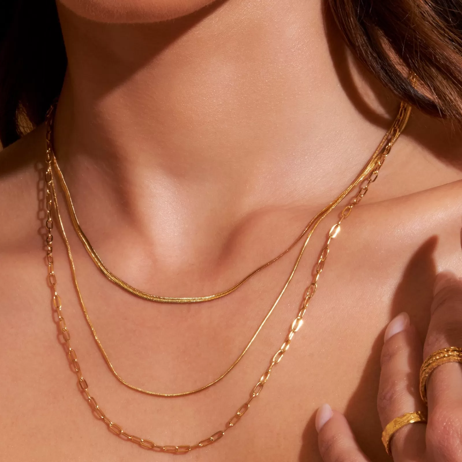 Arms Of Eve Gold | Chains | Amour Triple Gold Necklace