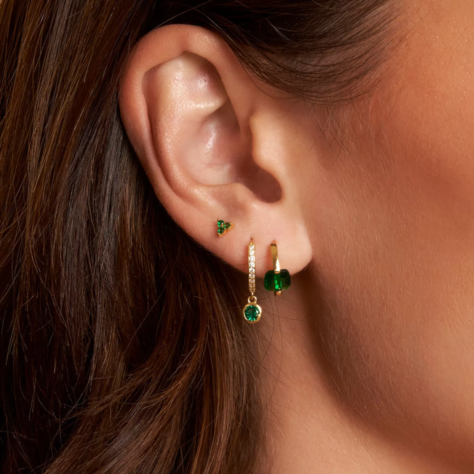 Arms Of Eve Singles | Cassia Single Stack Stud Earring - Emerald