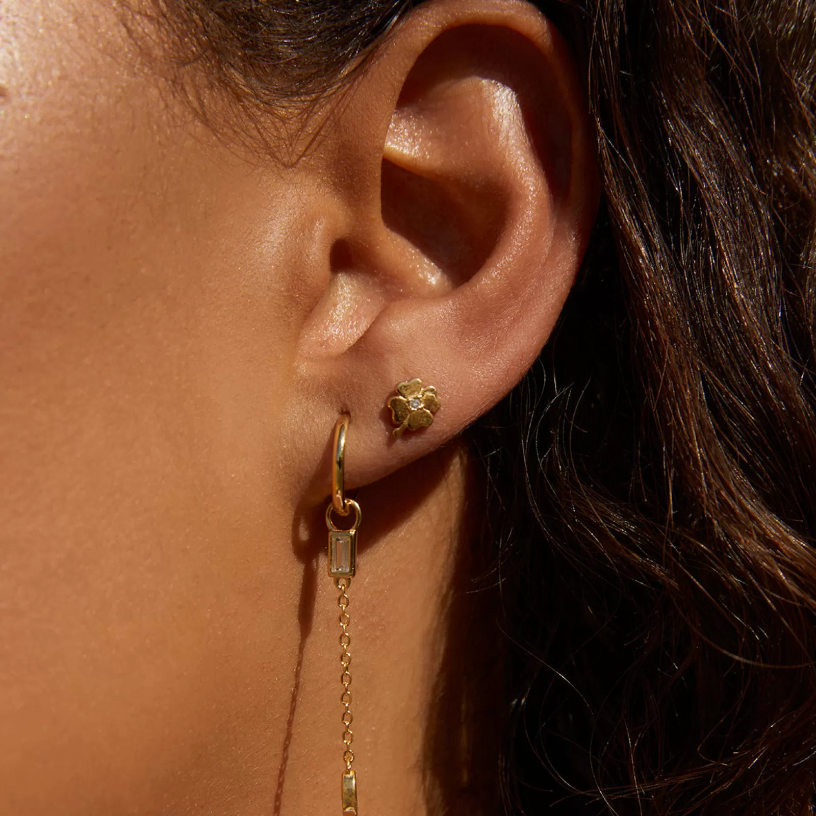 Arms Of Eve Gold | Studs | Four Leaf Clover Gold Studs