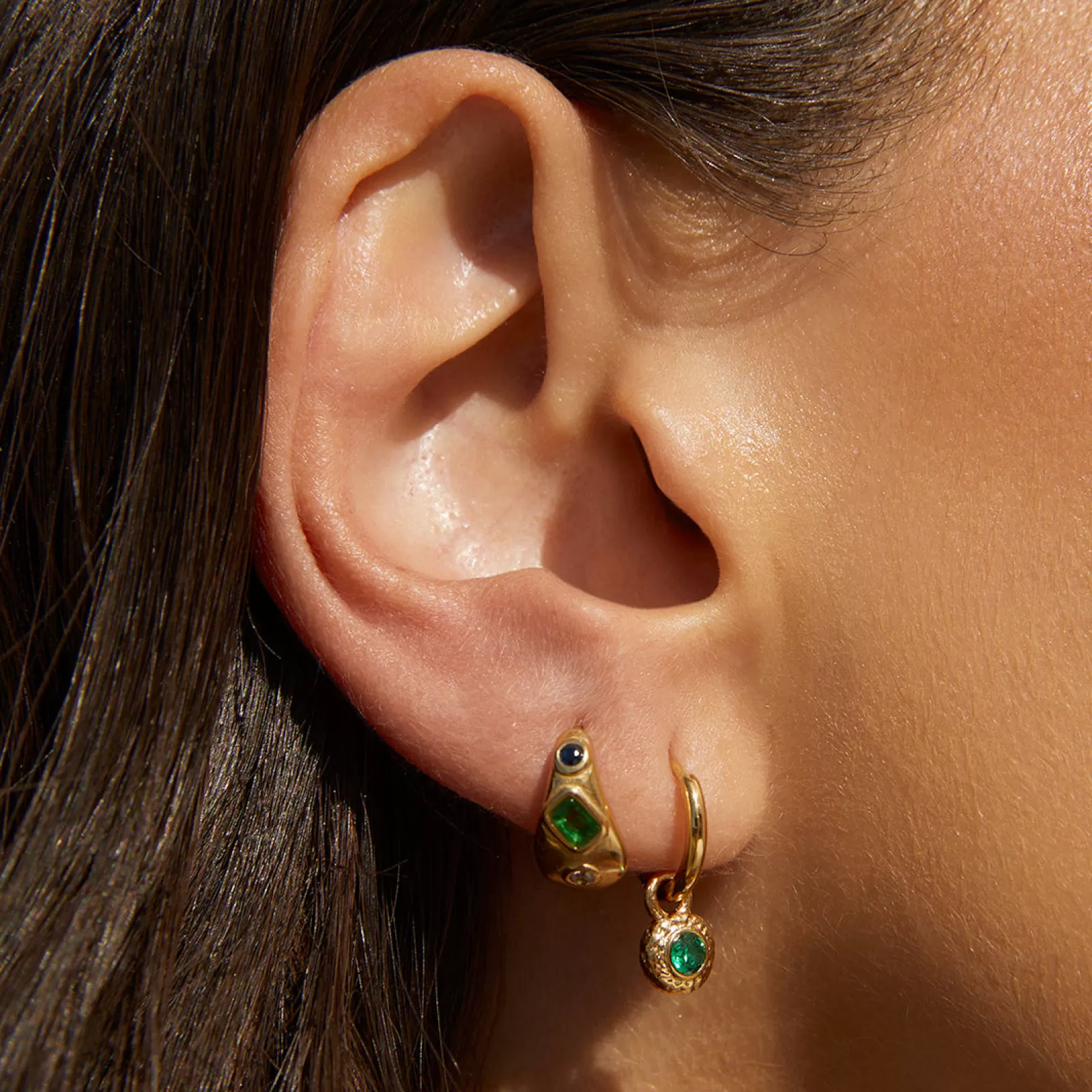 Arms Of Eve Stones | Hoops | Genie Gold Earrings