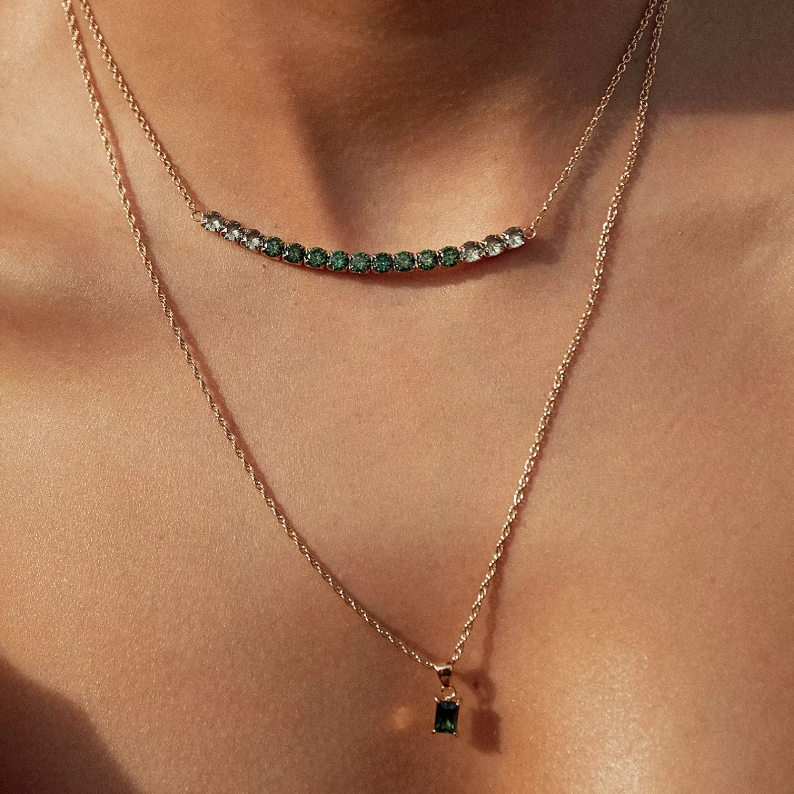 Arms Of Eve Stones | Pendant | Gia Gold Necklace - Emerald