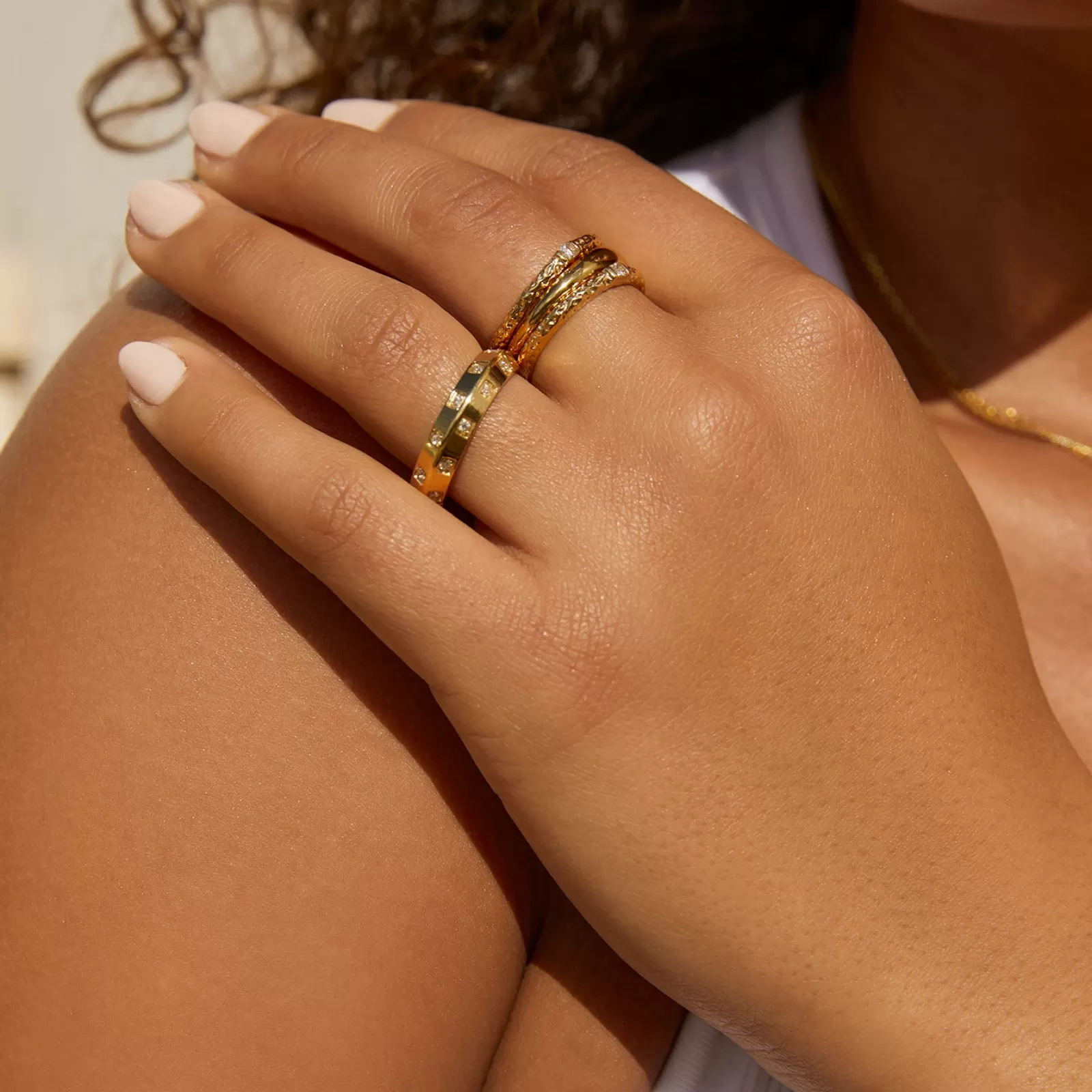 Arms Of Eve Stones | Stacking | Ibiza Gold Ring