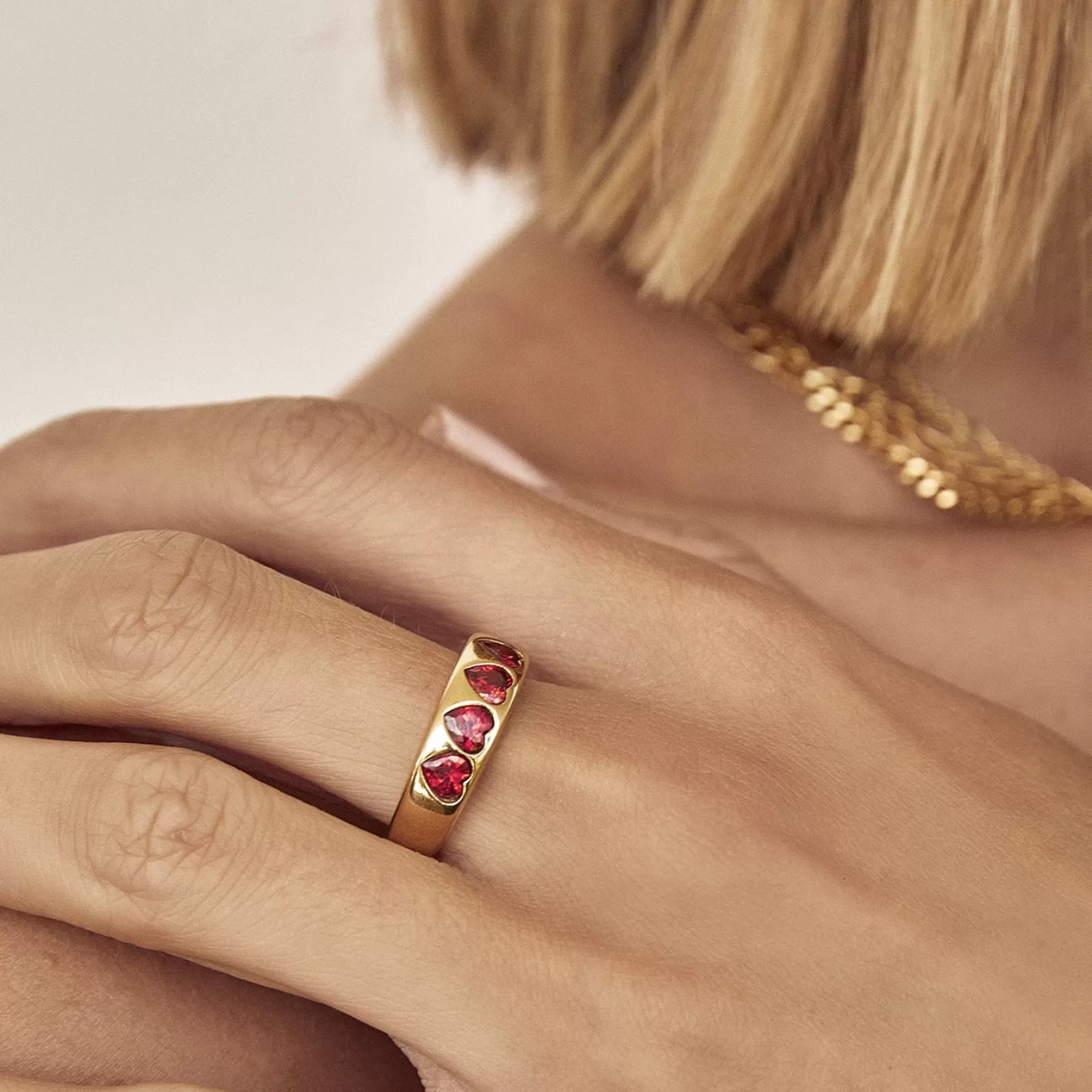 Arms Of Eve Statement | Stones | J'adore Gold Ring - Red