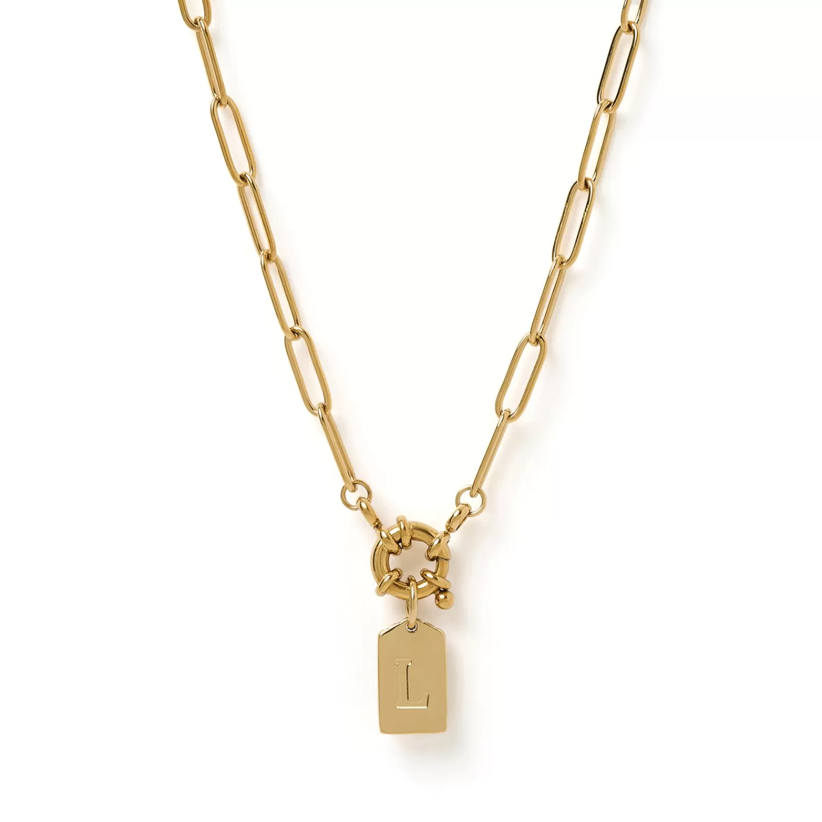 Arms Of Eve Pendant | Gold | Letter Gold Tag Necklace