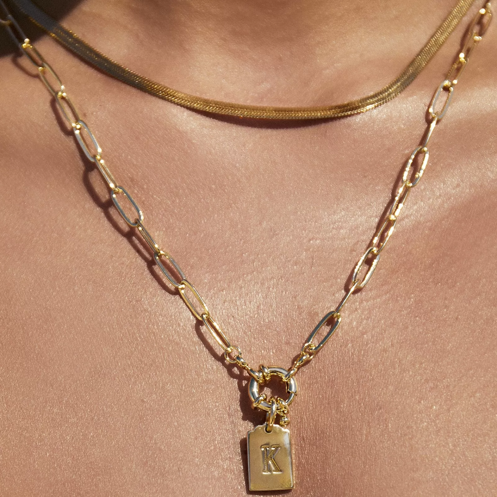 Arms Of Eve Pendant | Gold | Letter Gold Tag Necklace