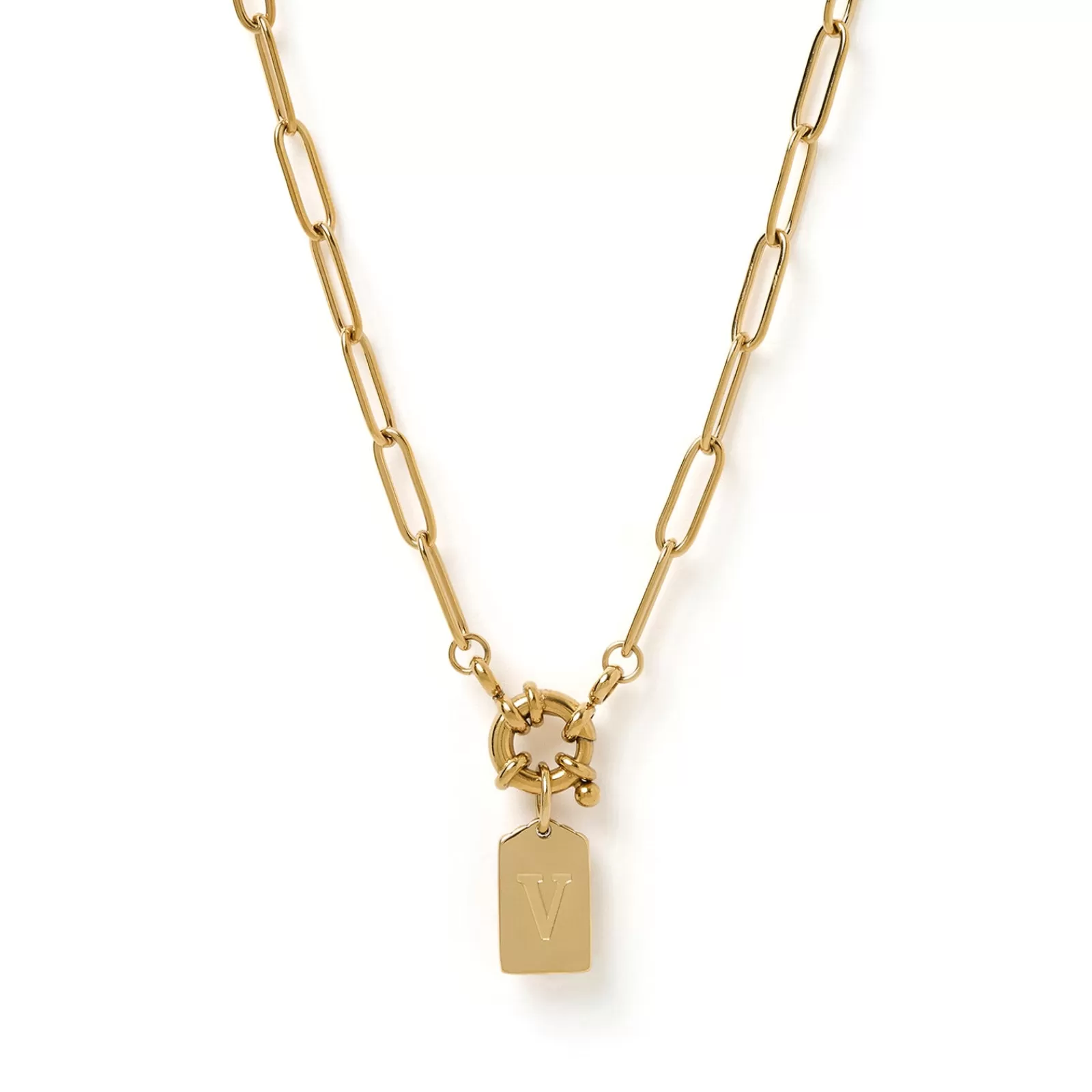 Arms Of Eve Pendant | Gold | Letter Gold Tag Necklace