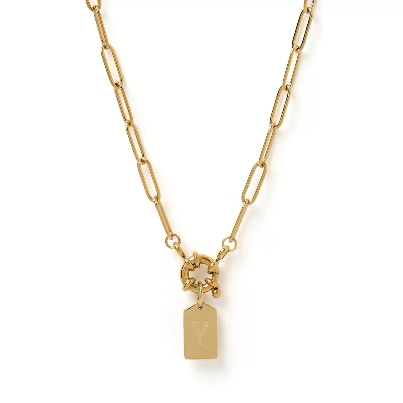 Arms Of Eve Pendant | Gold | Letter Gold Tag Necklace