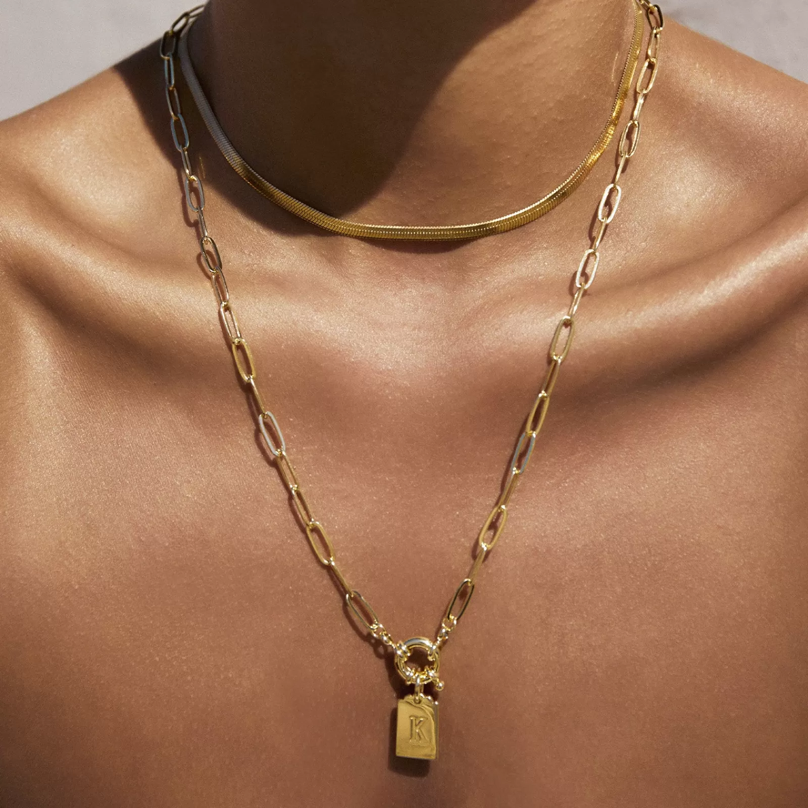 Arms Of Eve Pendant | Gold | Letter Gold Tag Necklace