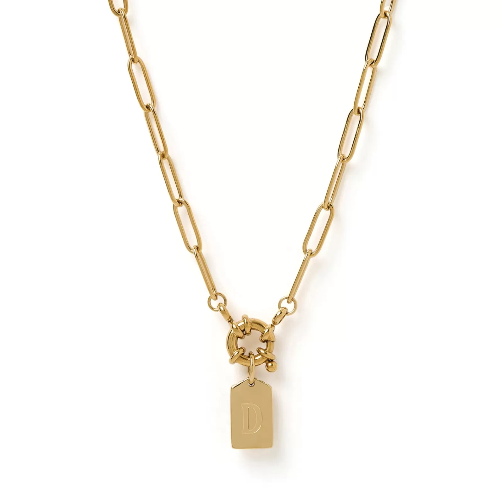 Arms Of Eve Pendant | Gold | Letter Gold Tag Necklace