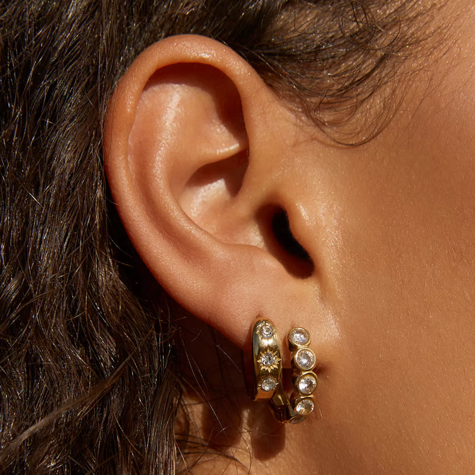 Arms Of Eve Stones | Hoops | Maeve Gold Earrings