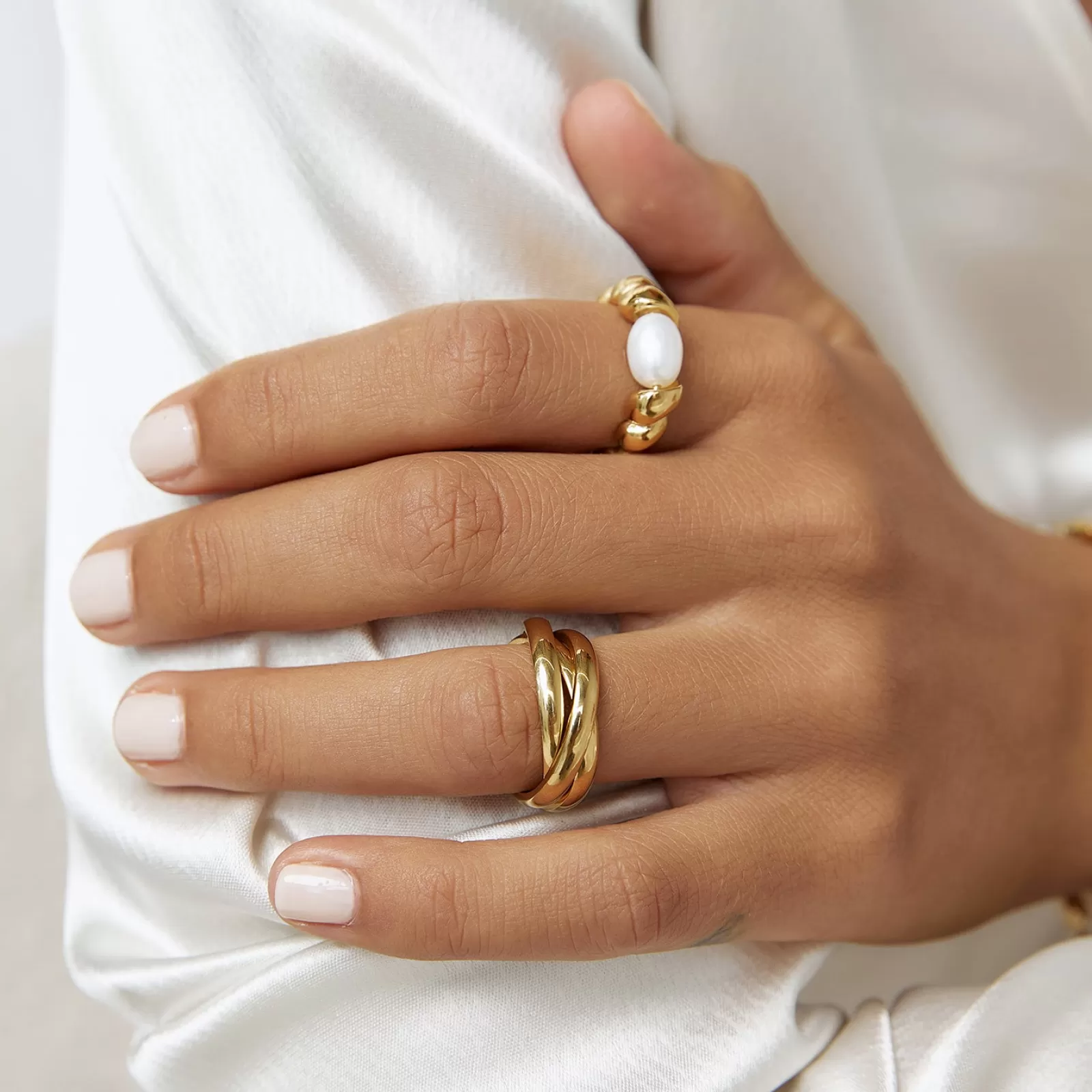 Arms Of Eve Pearl | Statement | Riviera Gold and Pearl Ring