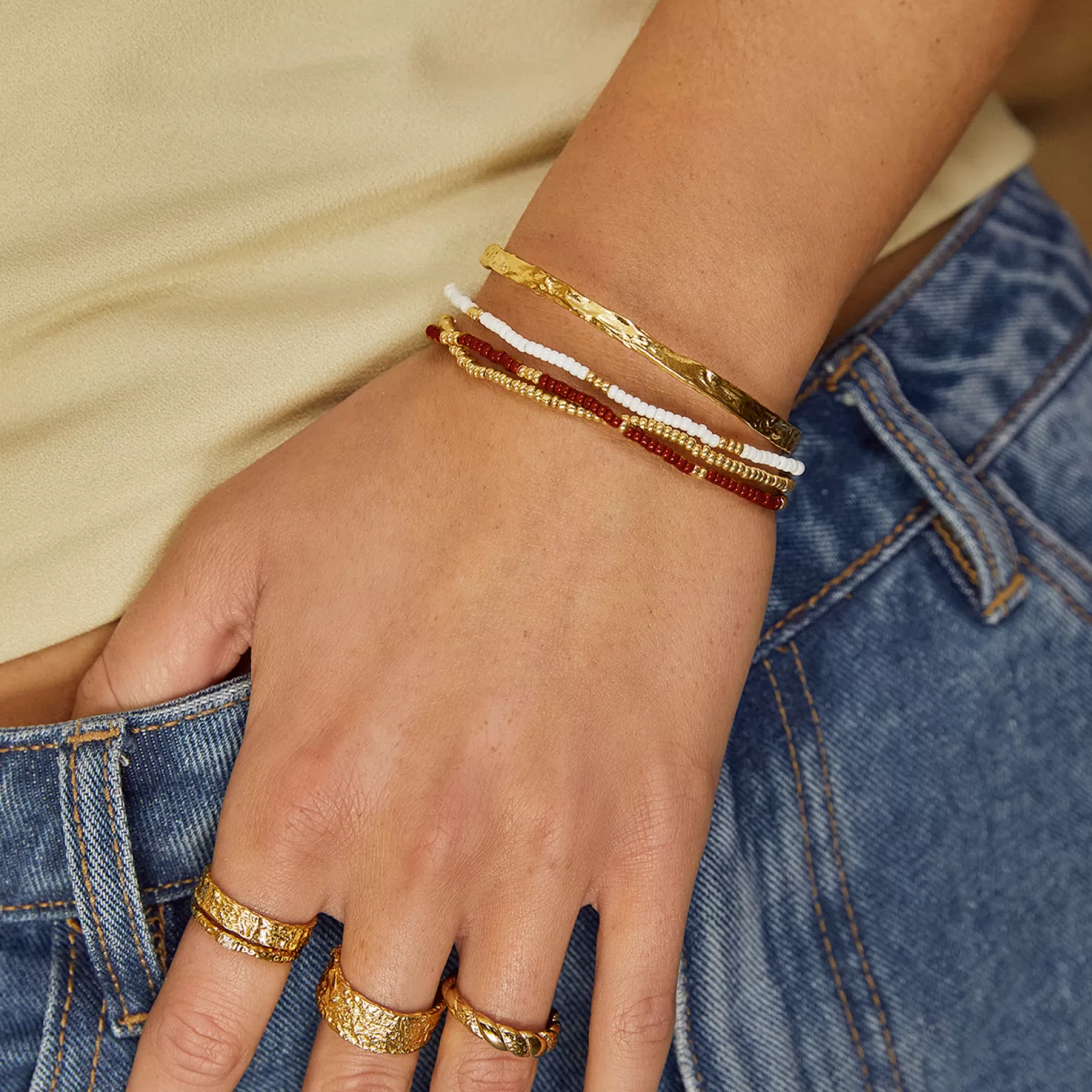 Arms Of Eve Beaded | Beaded | Sunny Bracelet Set - Burgundy