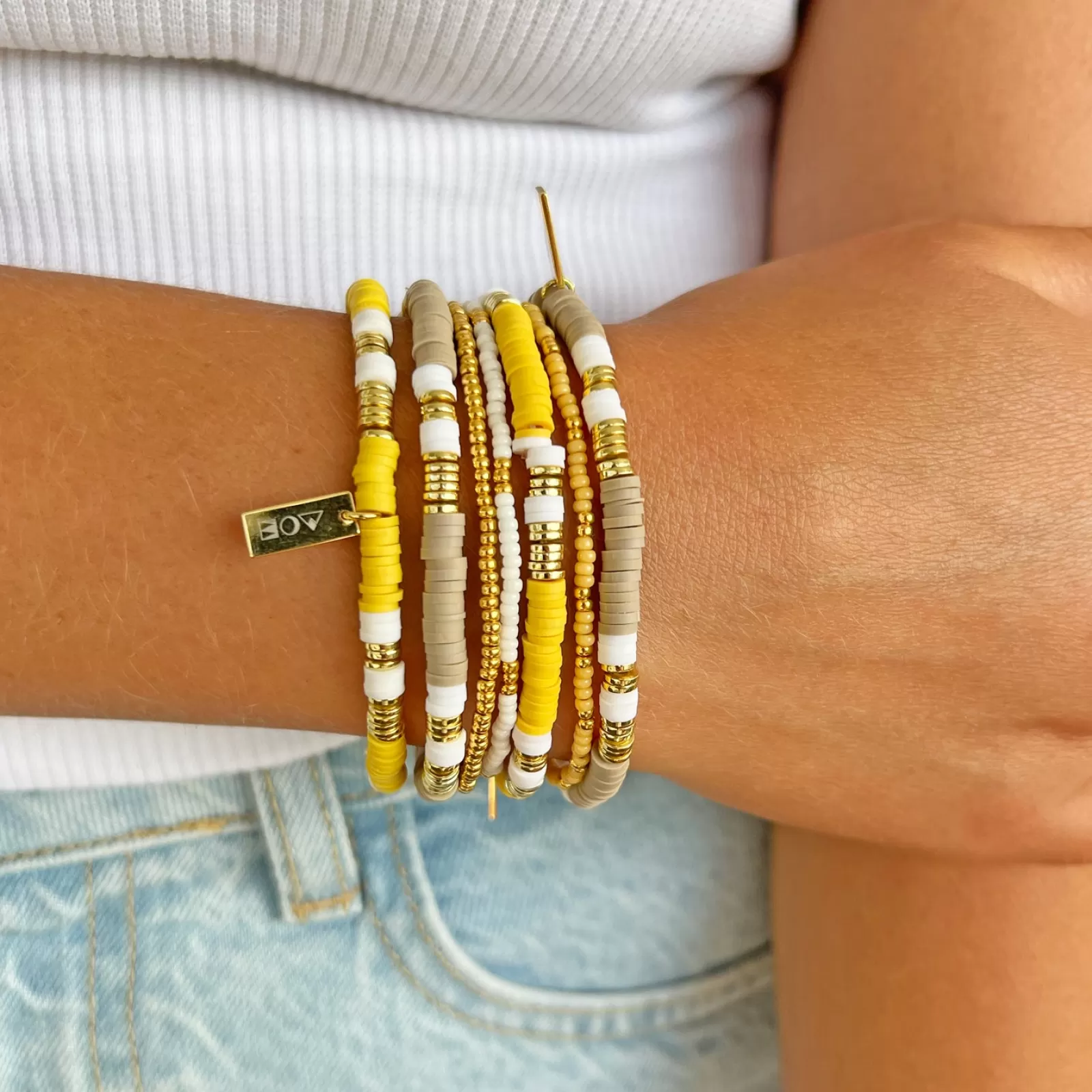 Arms Of Eve Beaded | Beaded | Sunny Bracelet Set - Mango