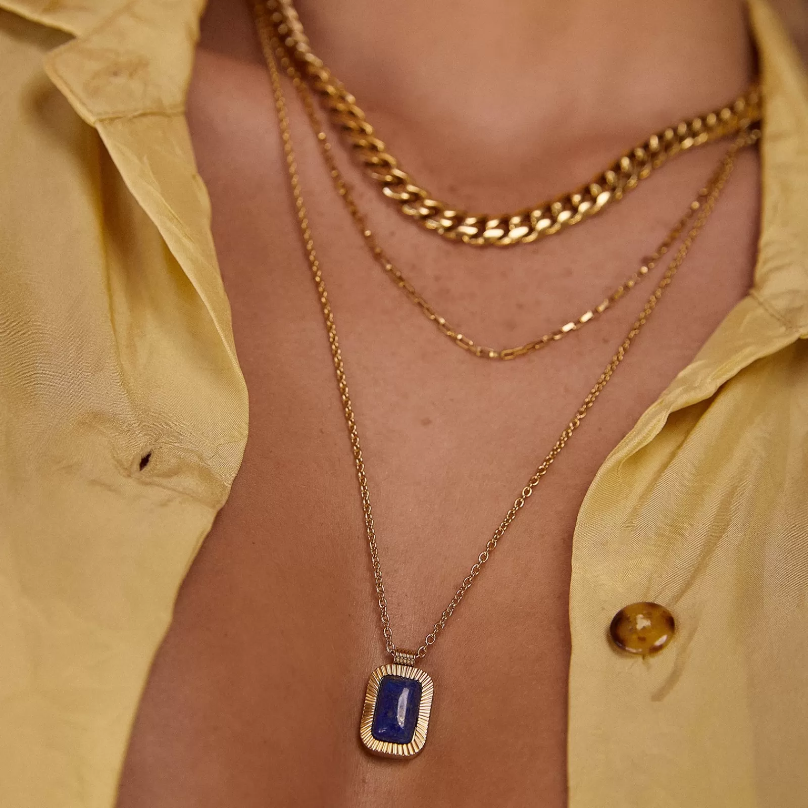 Arms Of Eve Stones | Pendant | Teo Gold Necklace - Lapis